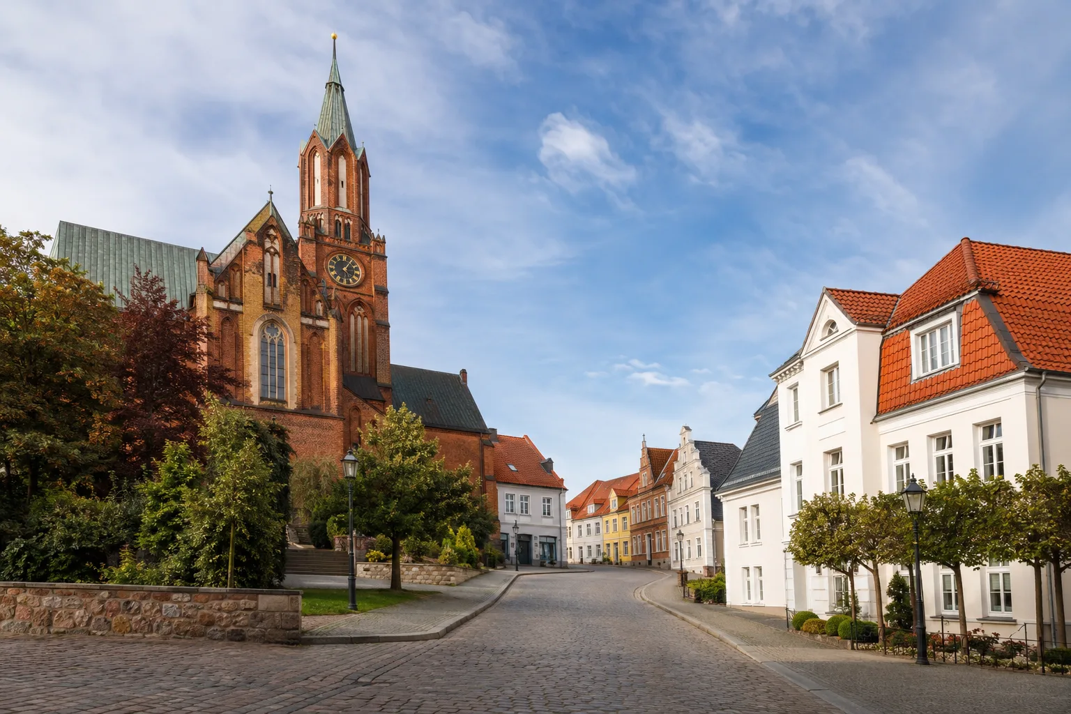 Marienkirche und historische Altstadt von Bergen auf Rügen